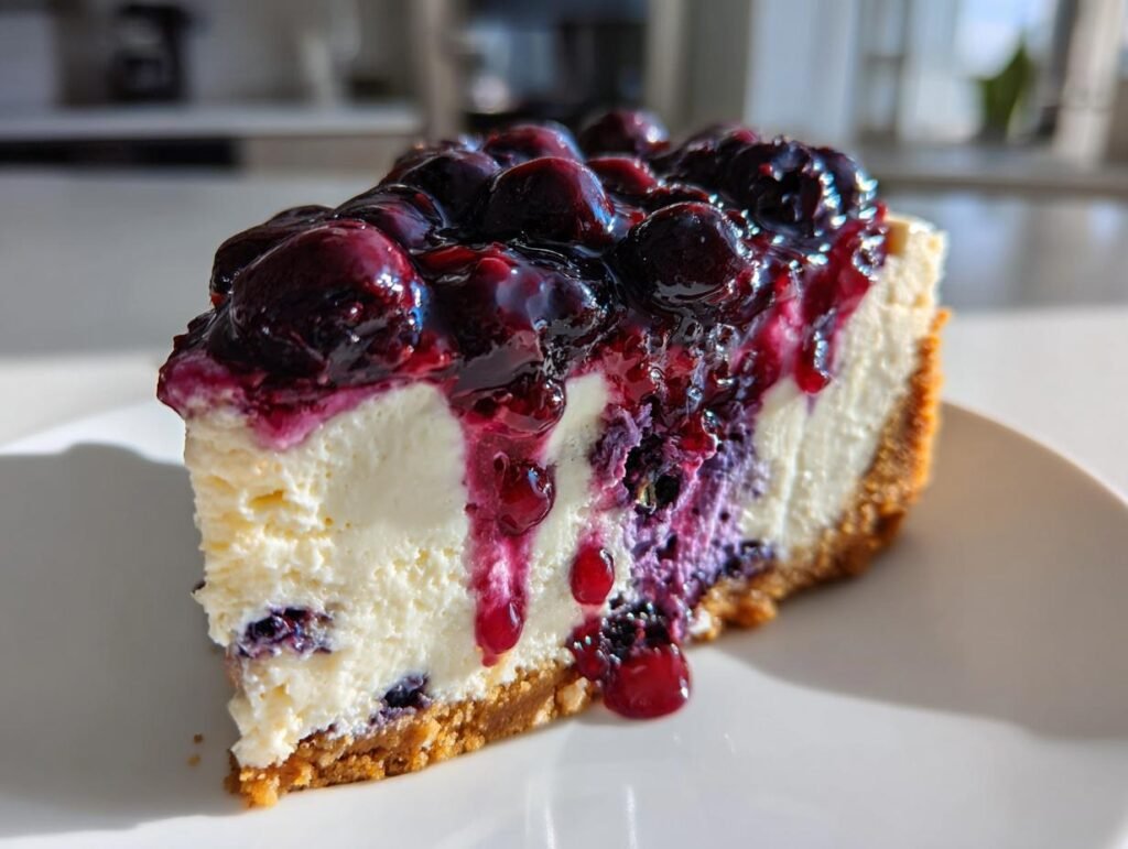 No-bake white chocolate and blueberry cheesecake