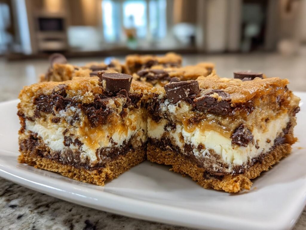 Peanut Butter Chocolate Chip Cookie Cheesecake Bars