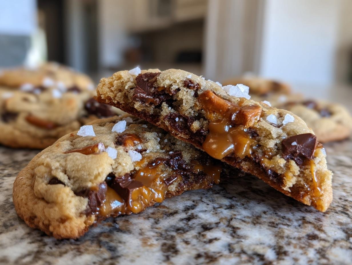 Salted Caramel Pretzel Chocolate Chip Cookies