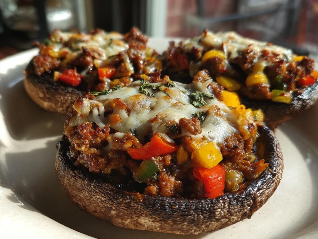 Sausage Stuffed portobello Mushrooms