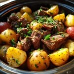 Slow Cooker Garlic Butter Beef with Potatoes