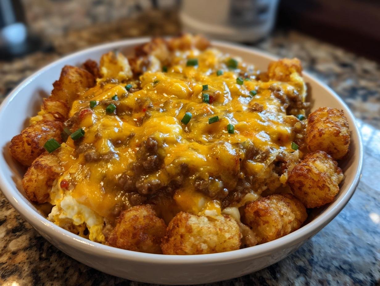 Tater Tot Breakfast Bowl with Sausage Gravy