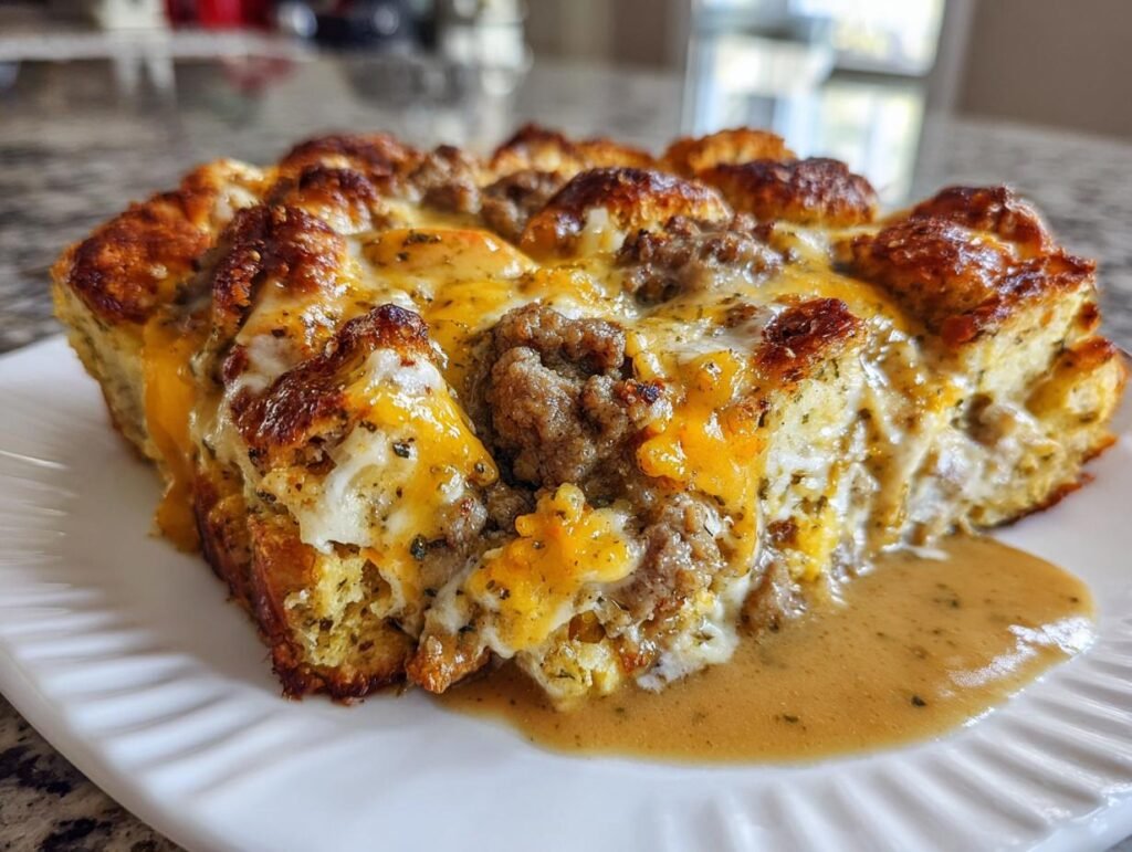 Biscuits and Gravy Breakfast Casserole