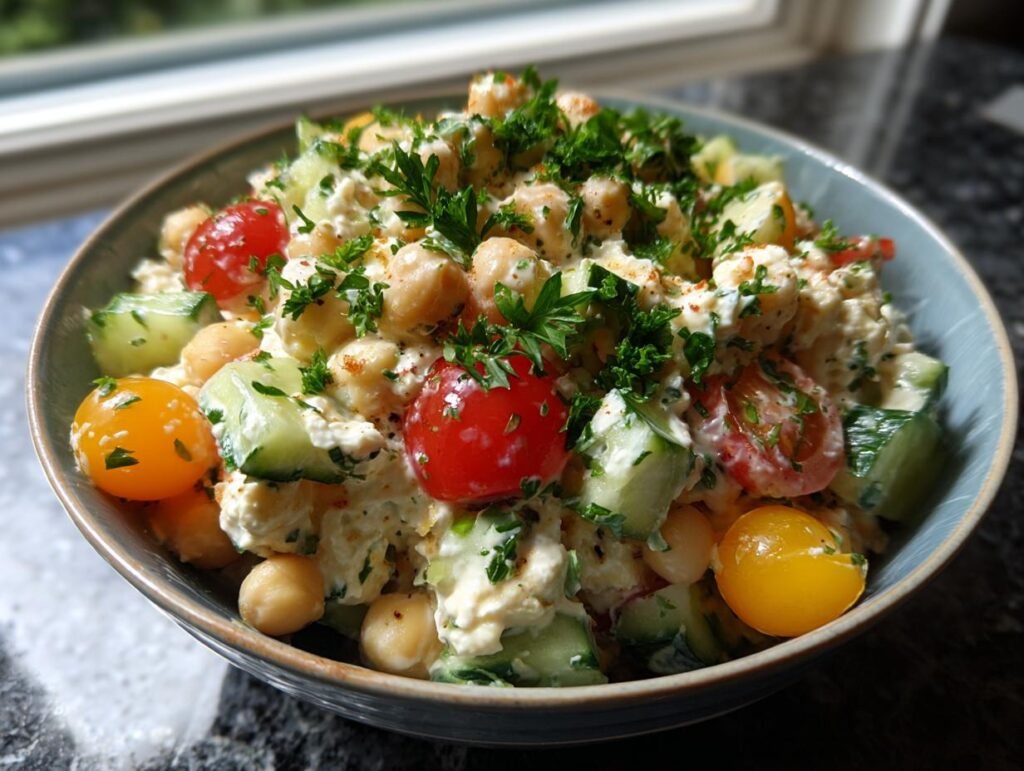 Cottage Cheese and Chickpeas Salad