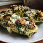 Creamy Ricotta-Stuffed Zucchini with Spinach and Mushrooms
