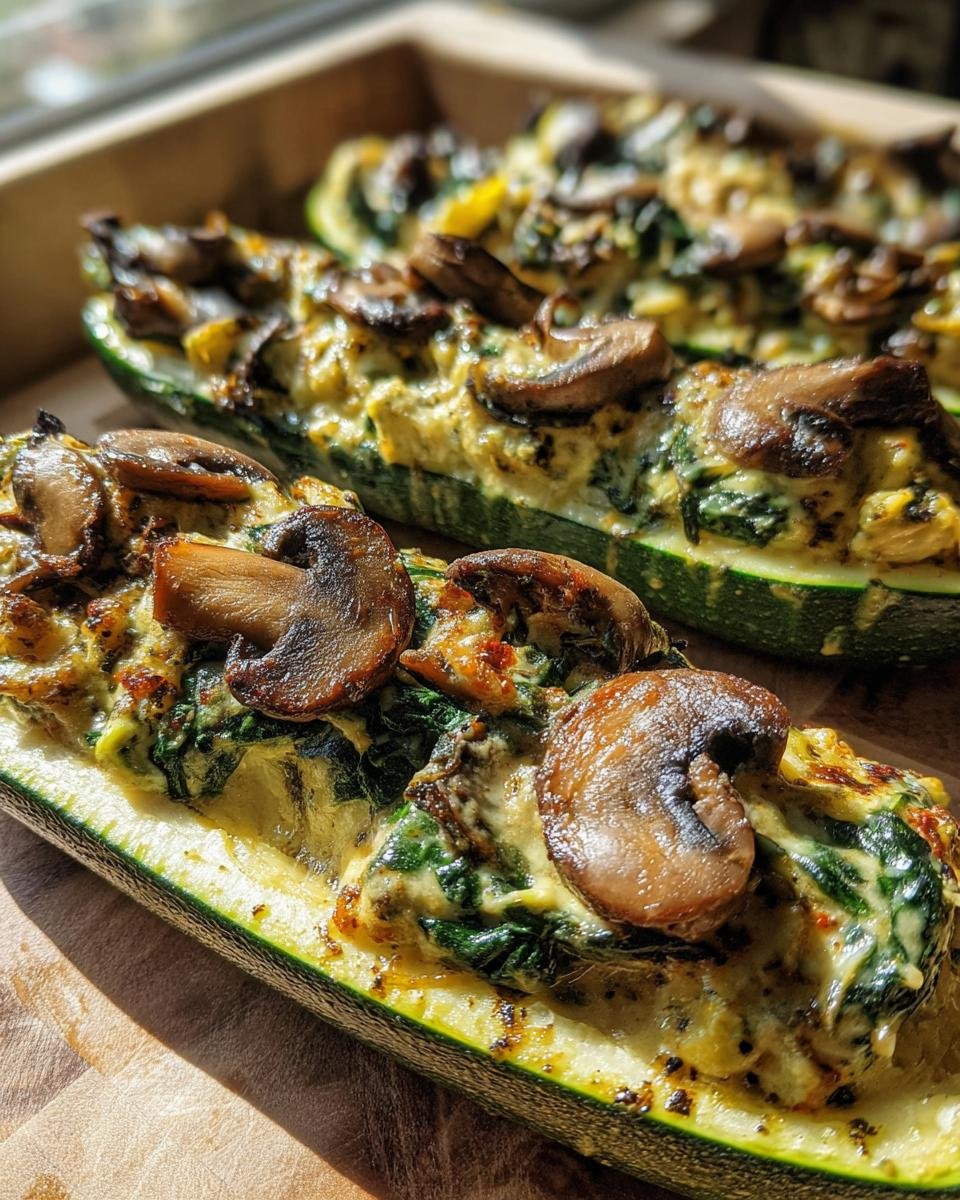 Creamy Ricotta-Stuffed Zucchini with Spinach and Mushrooms - detail 2