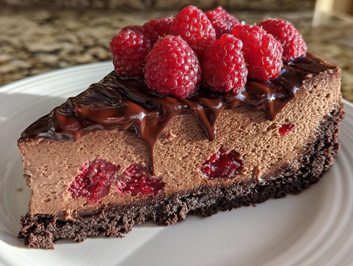 Dark Chocolate Raspberry Cheesecake