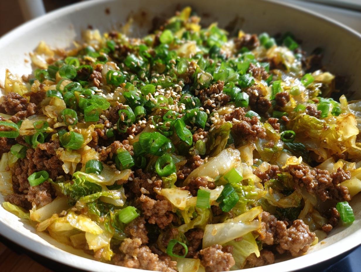 Easy Chinese Ground Beef and Cabbage Stir Fry Recipe