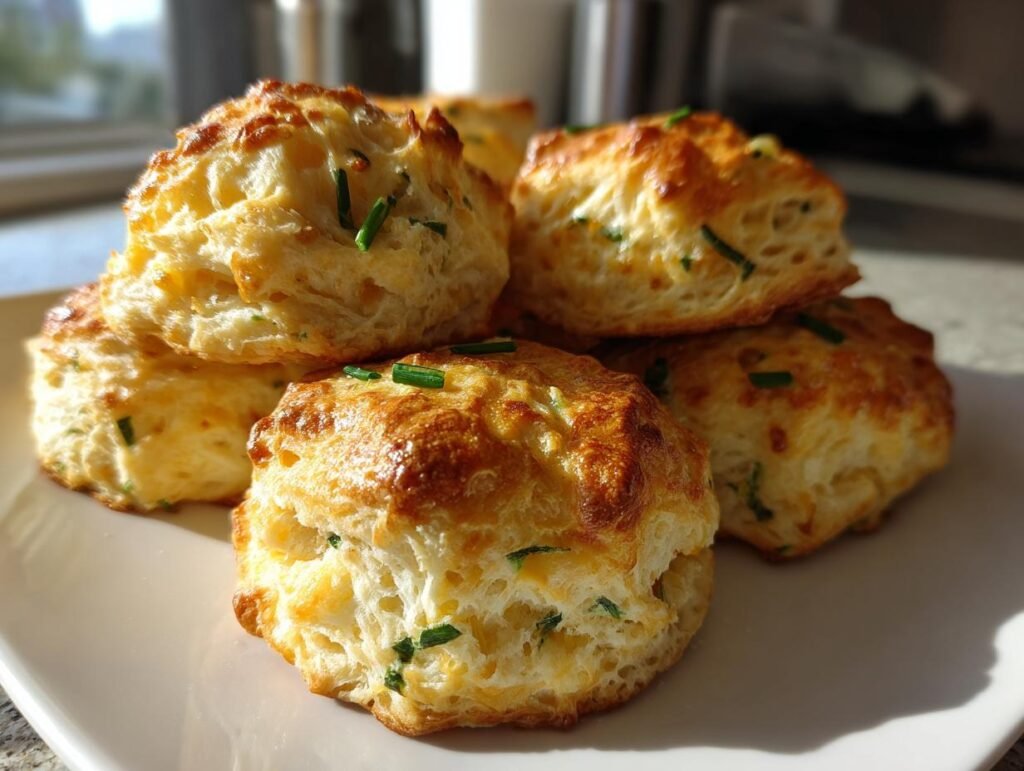 Easy Sourdough Garlic Cheese Chive Biscuits
