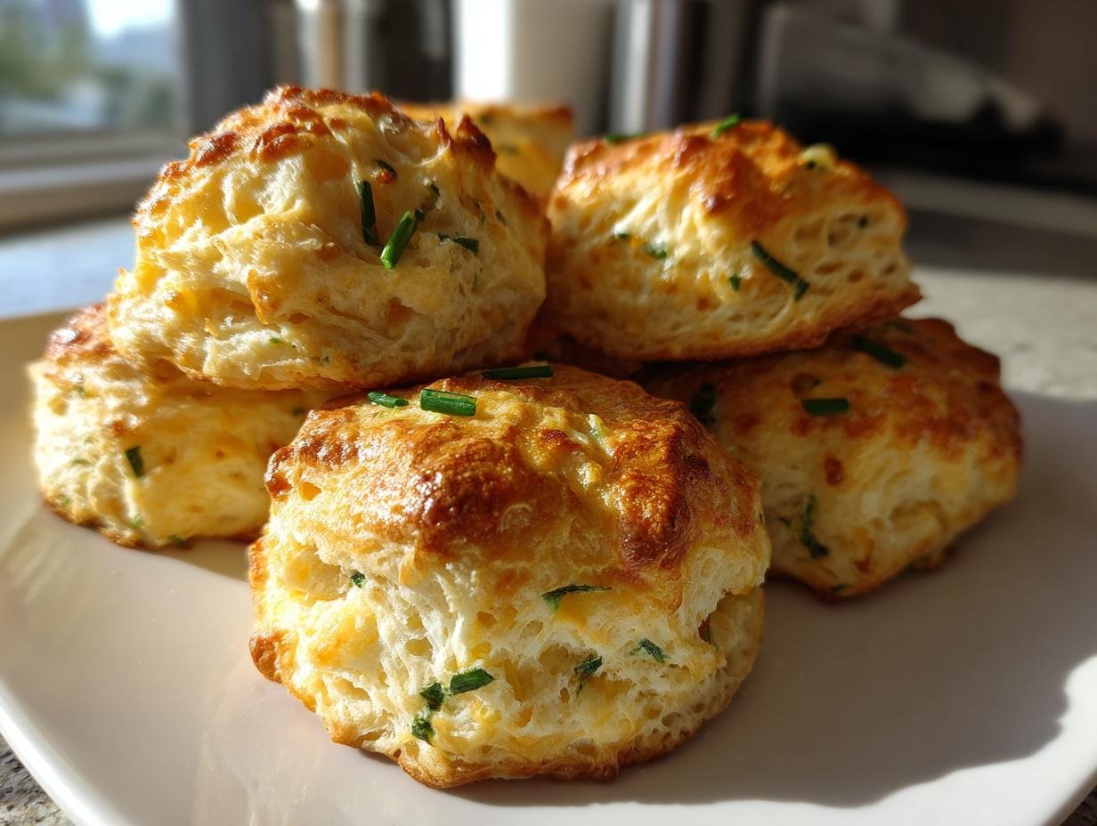 Easy Sourdough Garlic Cheese Chive Biscuits