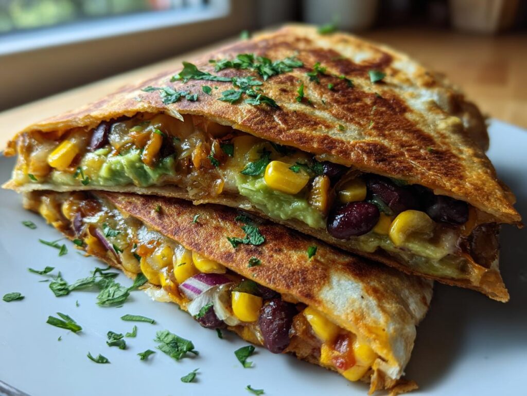 Easy Vegan Quesadillas with Black Beans and Avocado