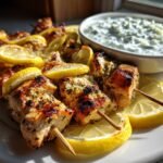 Greek Lemon Chicken Skewers with Tzatziki Sauce