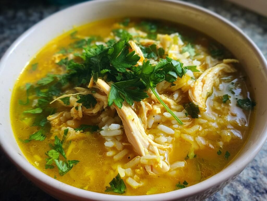 Lemon Ginger Turmeric Chicken and Rice Soup