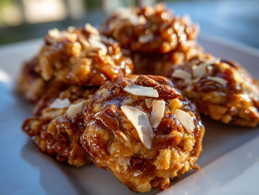 No-Bake Pecan Coconut Praline Cookies