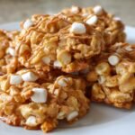 No bake peanut butter Cornflake cookies with marshmallows