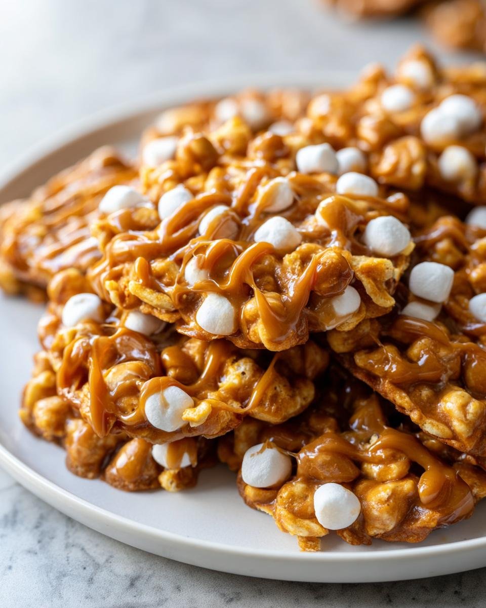 No bake peanut butter Cornflake cookies with marshmallows - detail 2