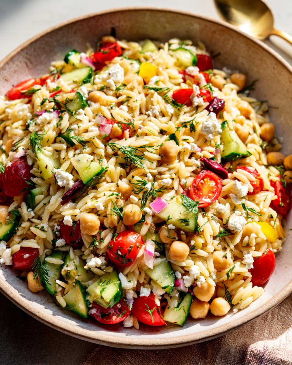 Orzo Salad with Chickpeas, Cucumbers, Lemon, Dill, & Feta - detail 2