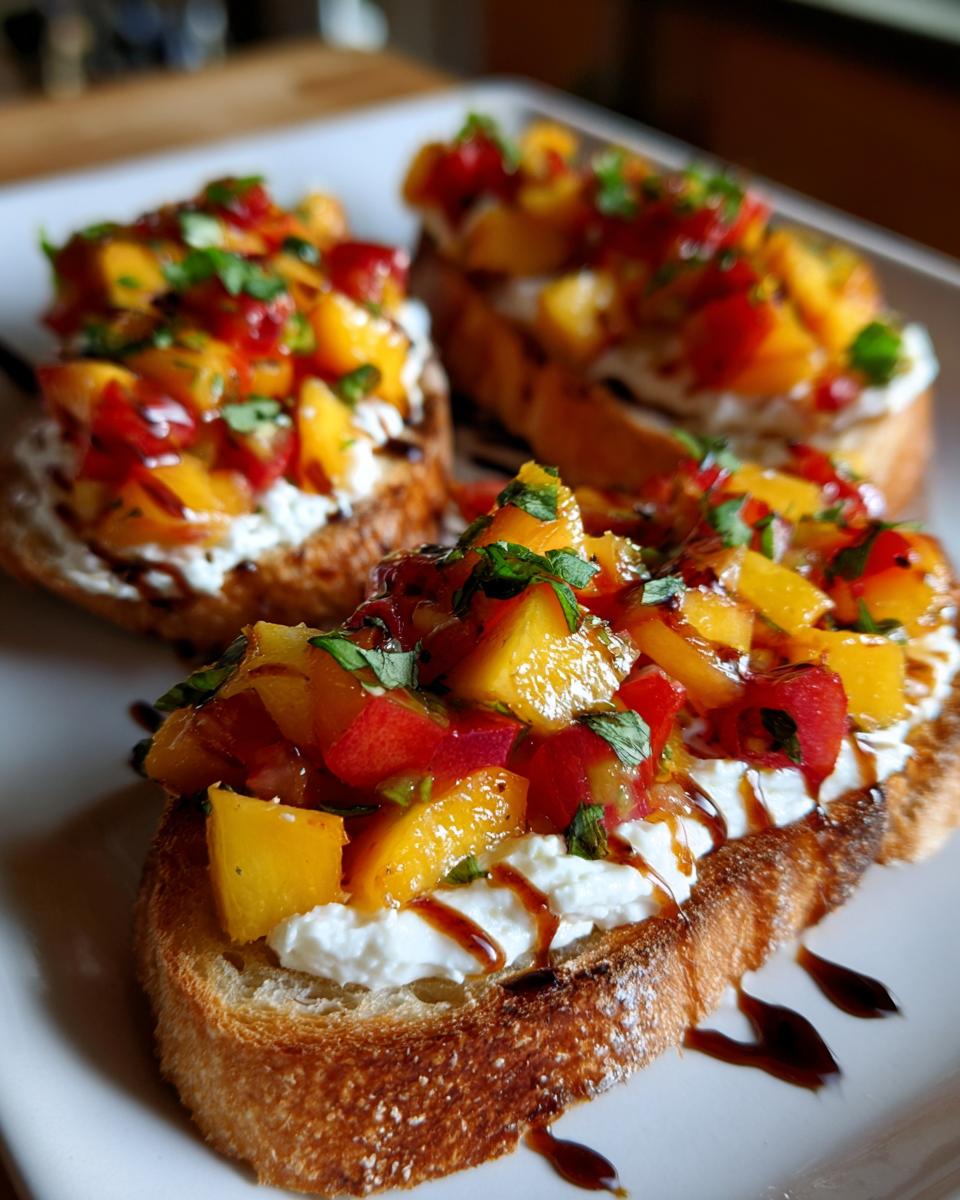 Quick Peach Bruschetta with Whipped Ricotta - detail 1