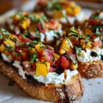 Quick Peach Bruschetta with Whipped Ricotta
