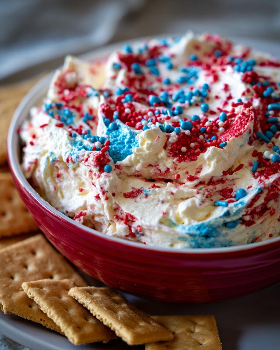 Red, White and Blue Funfetti Dip - detail 1