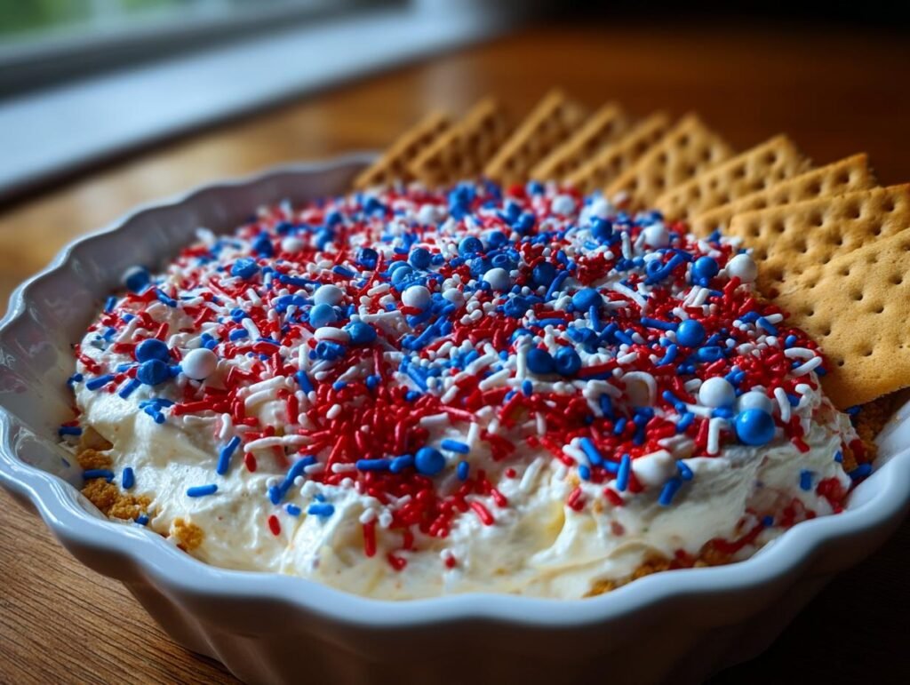 Red, White and Blue Funfetti Dip