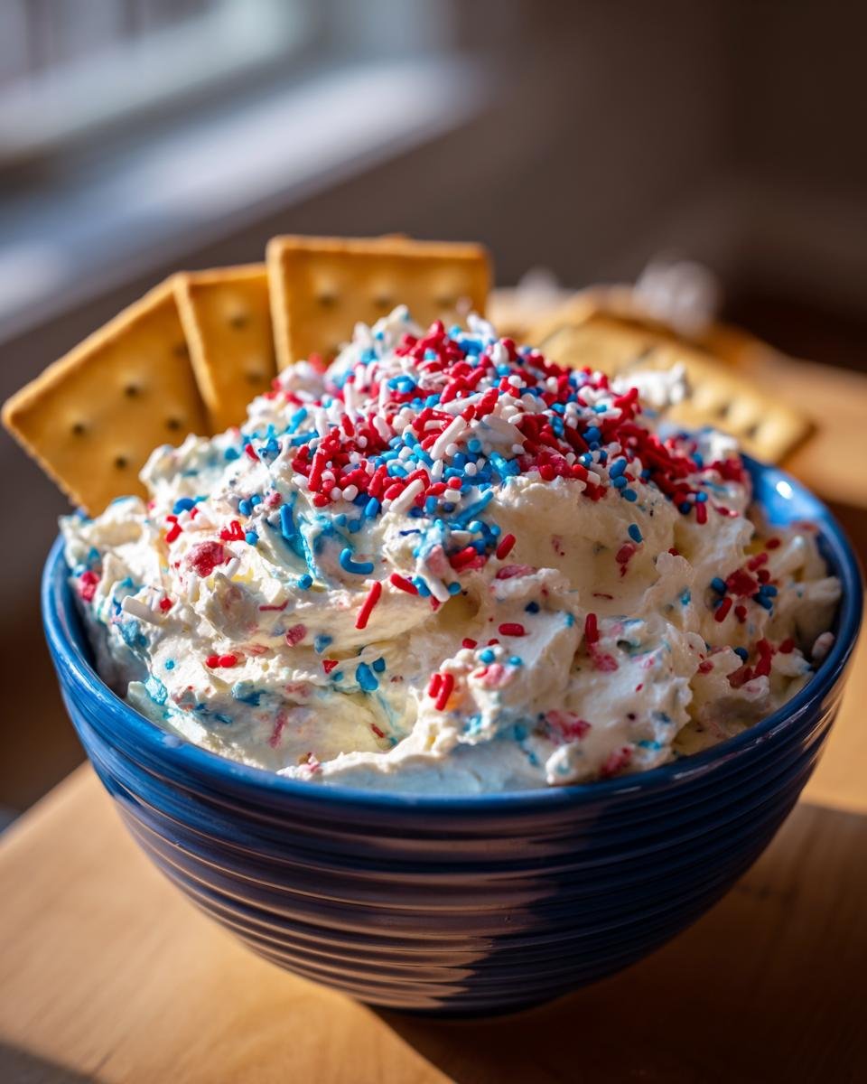 Red, White and Blue Funfetti Dip - detail 2