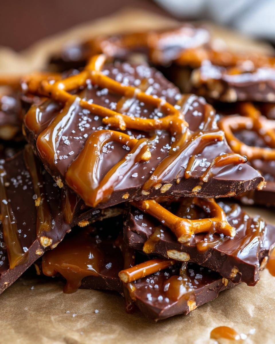 Salted caramel pretzel bark - detail 1