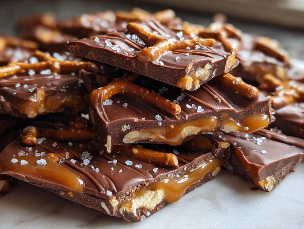 Salted caramel pretzel bark