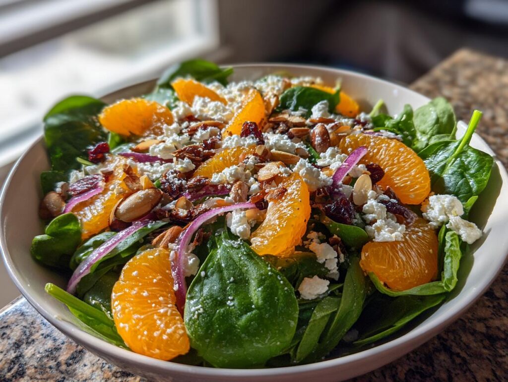Spinach Mandarin Salad with Honey Balsamic Dressing