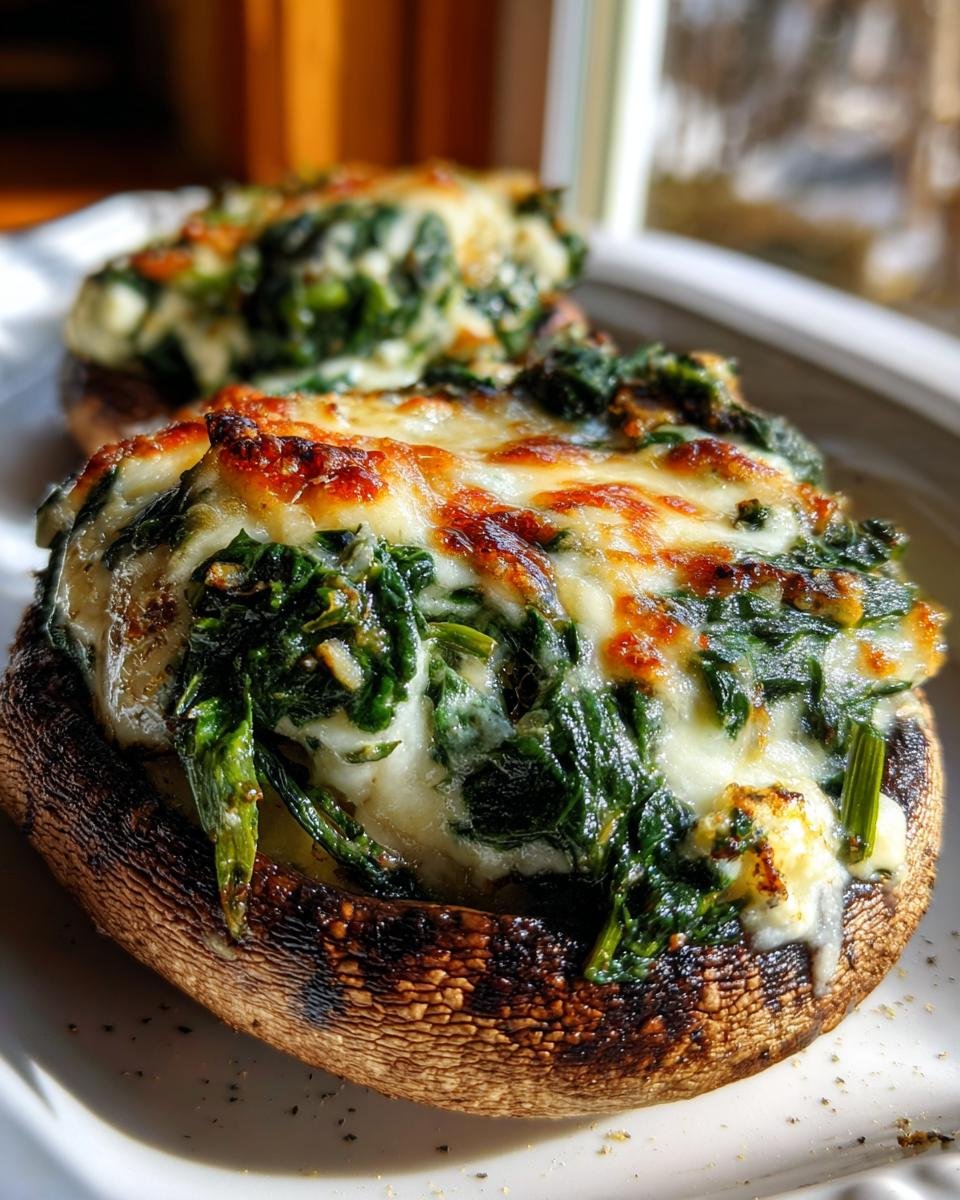 Spinach and Cheese Stuffed Portobello Mushroom - detail 1