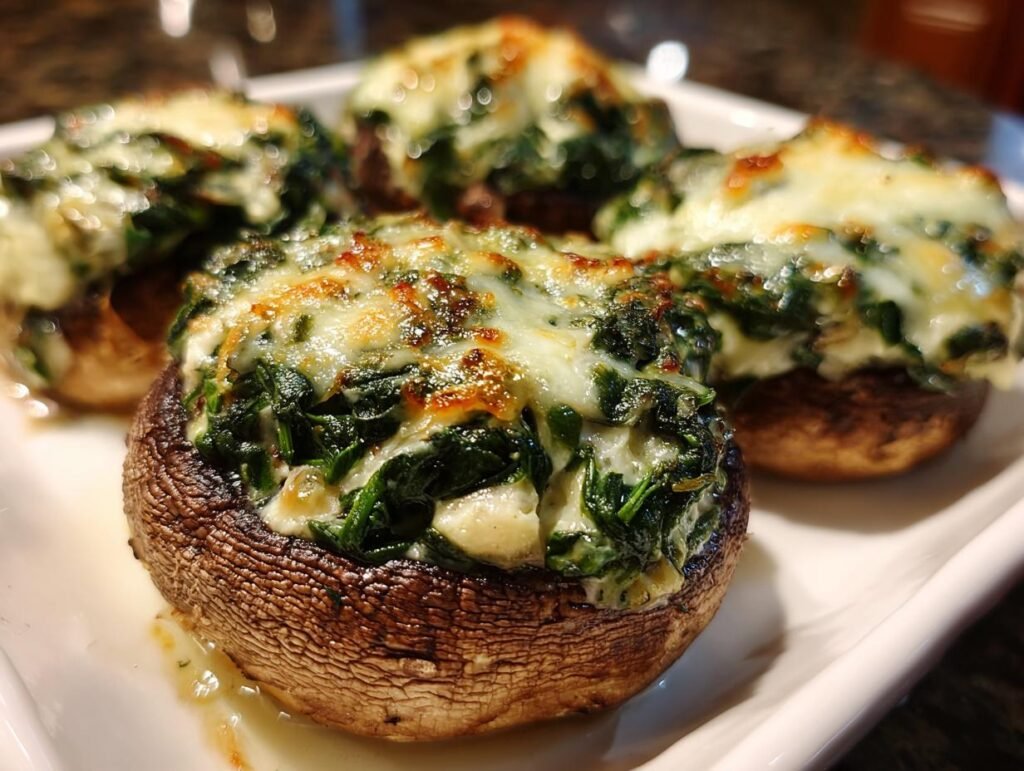 Spinach and Cheese Stuffed Portobello Mushroom
