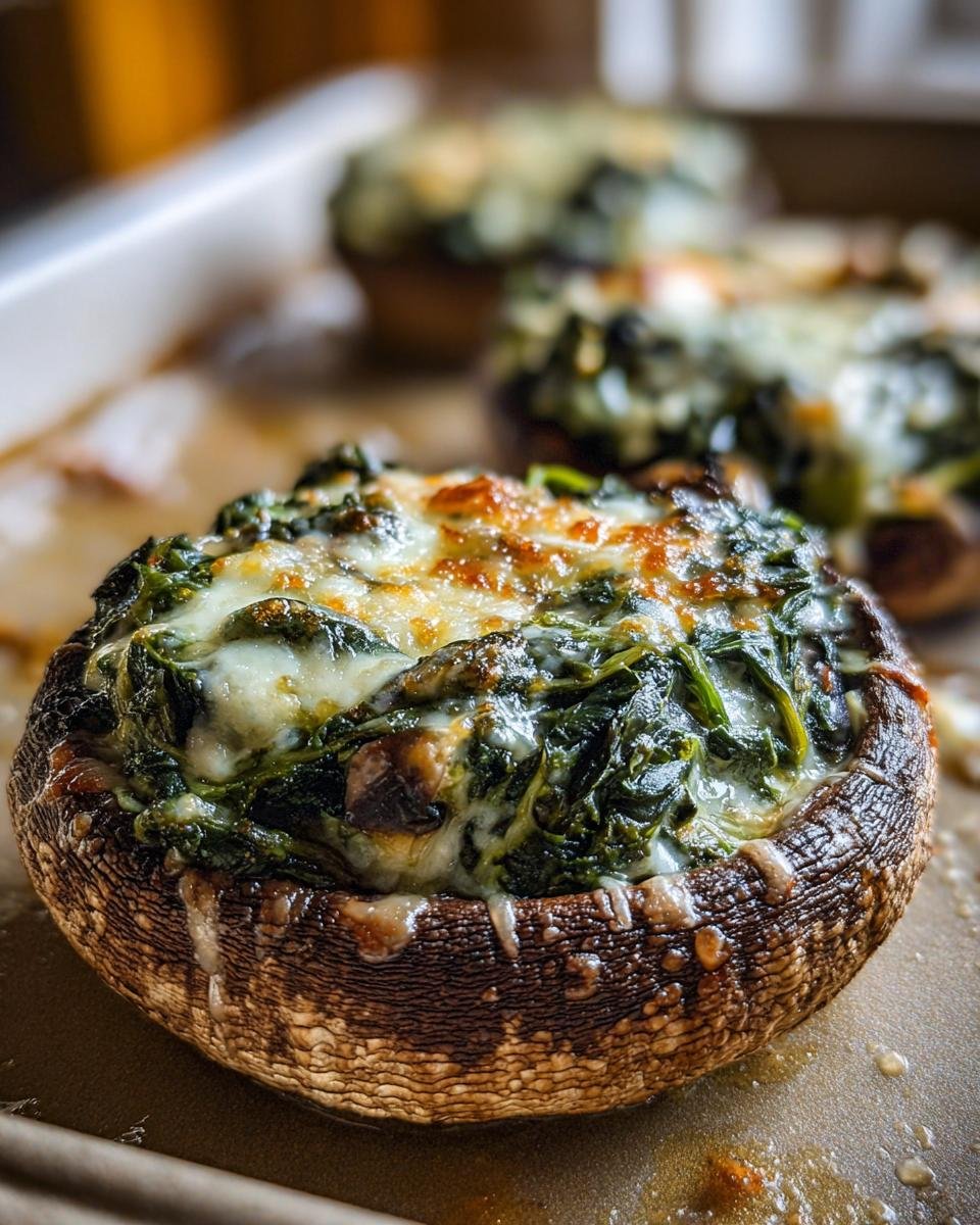 Spinach and Cheese Stuffed Portobello Mushroom - detail 2