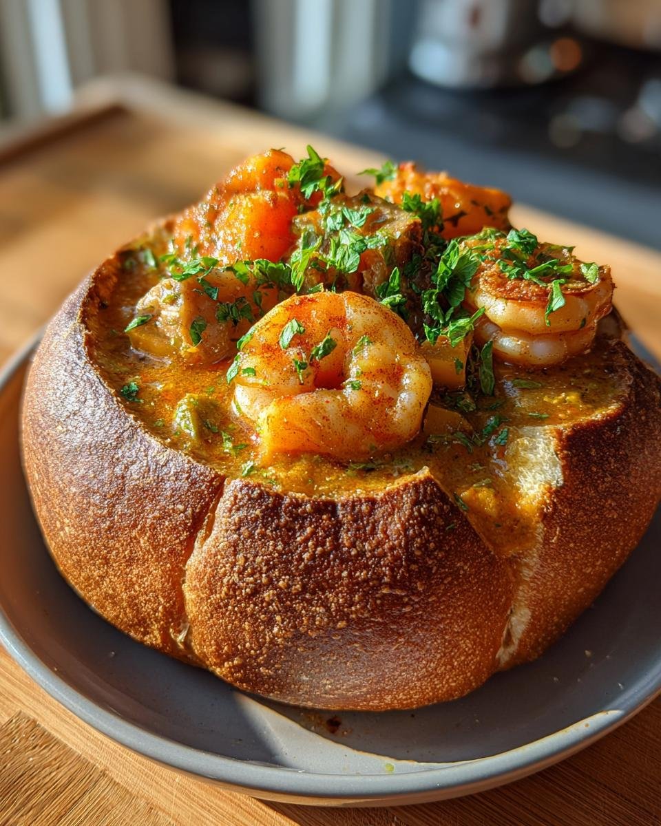 Stuffed Seafood Soup Bread Bowl - detail 2