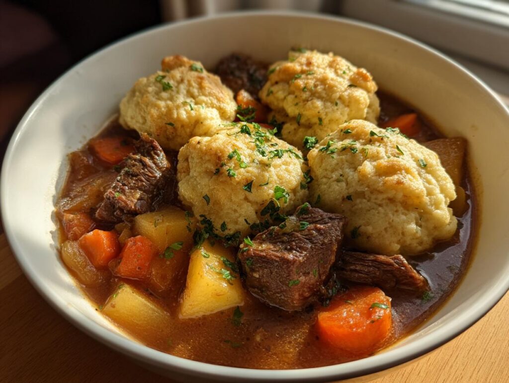 Tasty Beef Stew and Dumplings