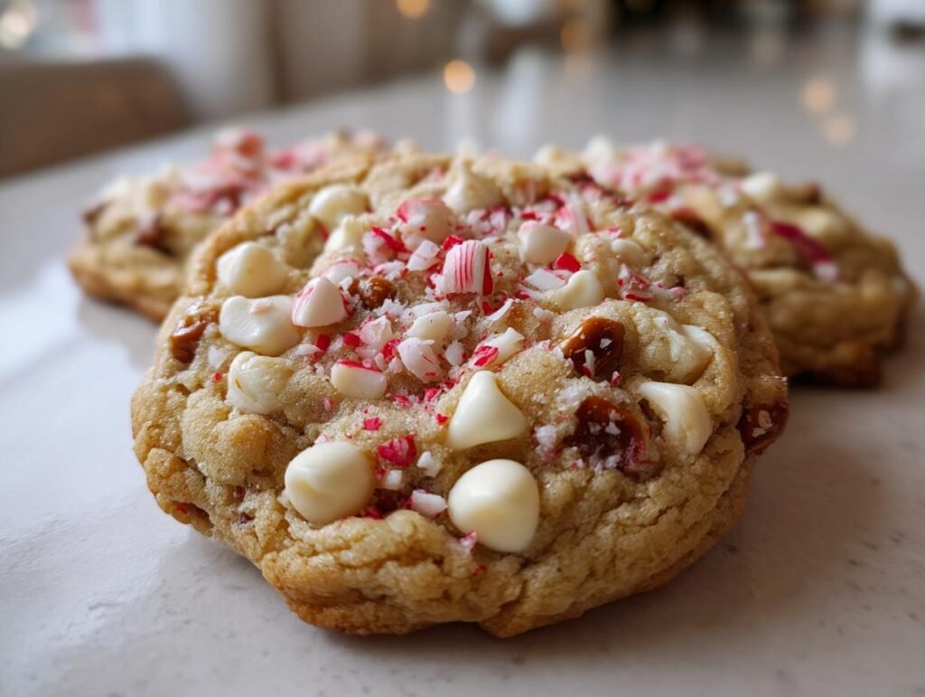 White Chocolate Peppermint Pretzel Cookies