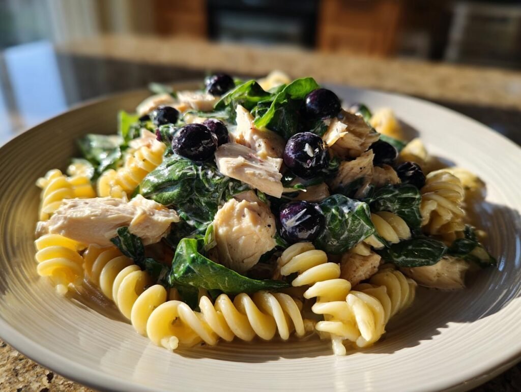 Cold Chicken Spinach Pasta Salad