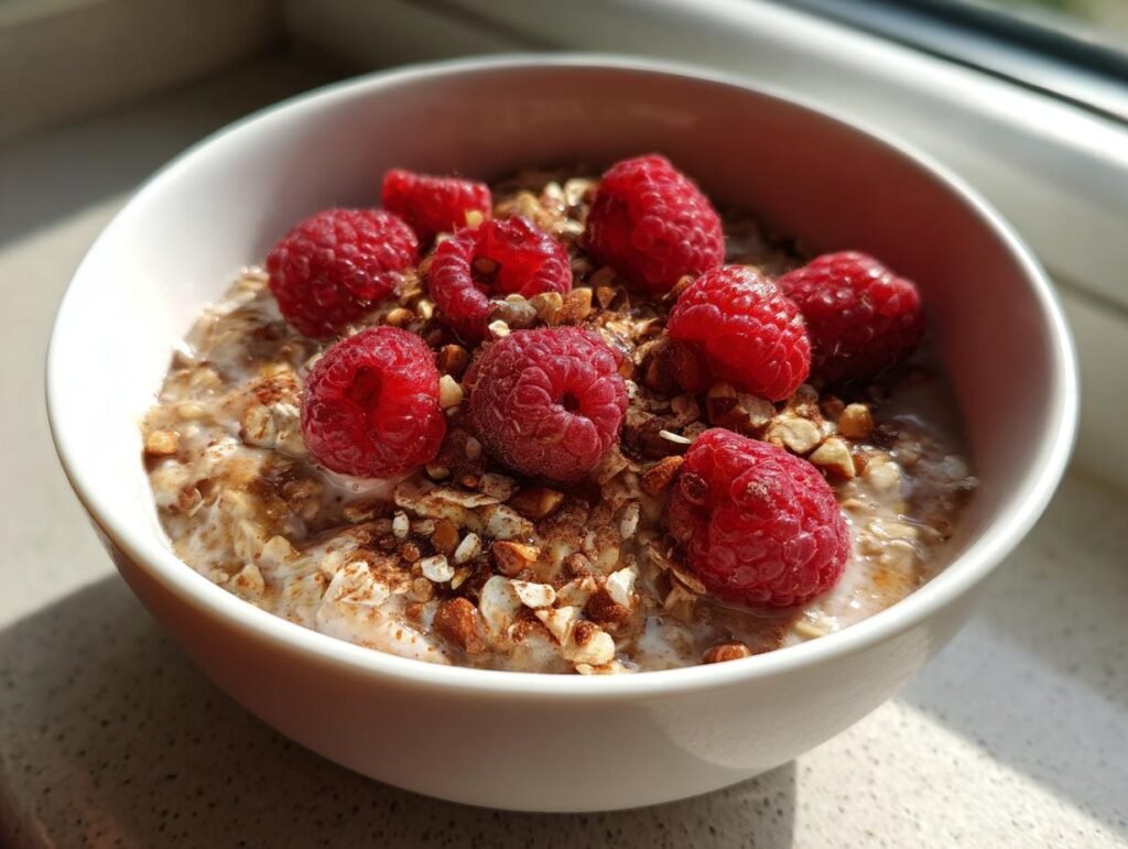 Healthy Raspberry Oat Morning Bowl