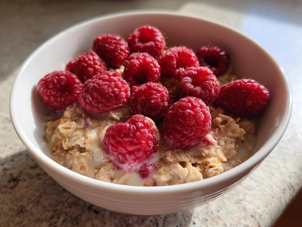 Healthy Raspberry Oat Morning Bowl
