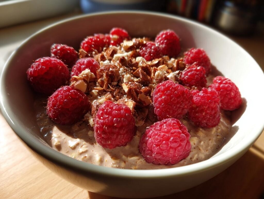 Healthy Raspberry Oat Morning Bowl