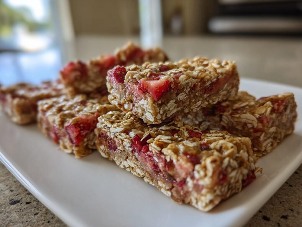 Healthy Strawberry No Bake Bars Quick Morning Recipe