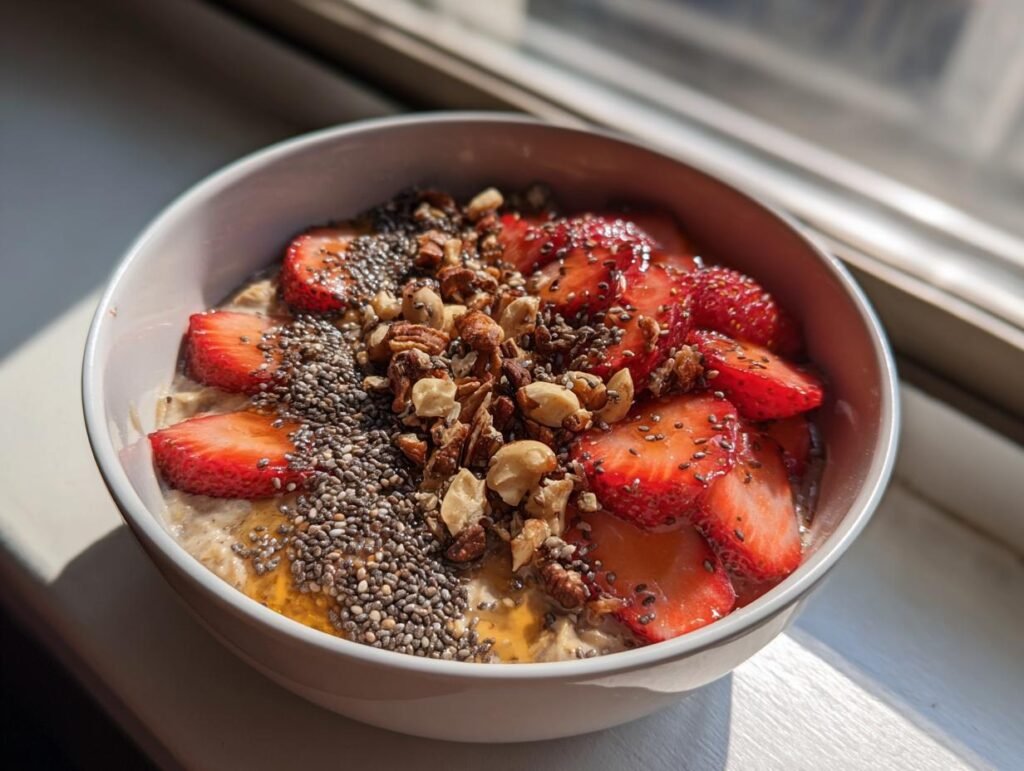 Healthy Strawberry Oat Morning Bowl
