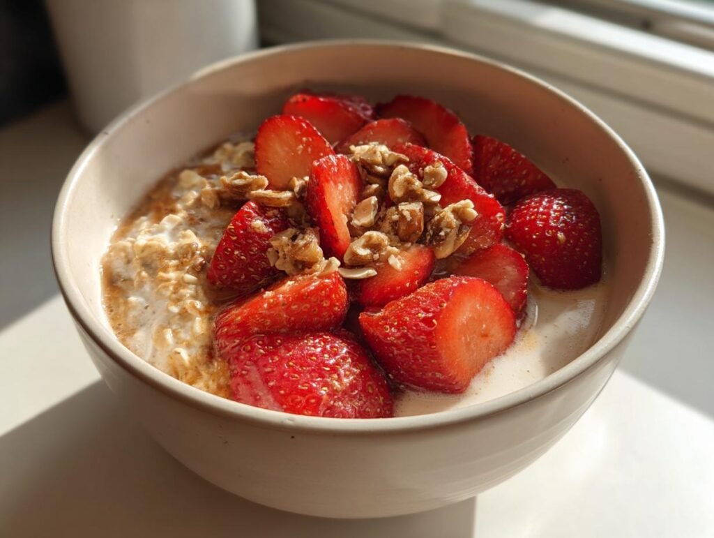 Healthy Strawberry Oat Morning Bowl