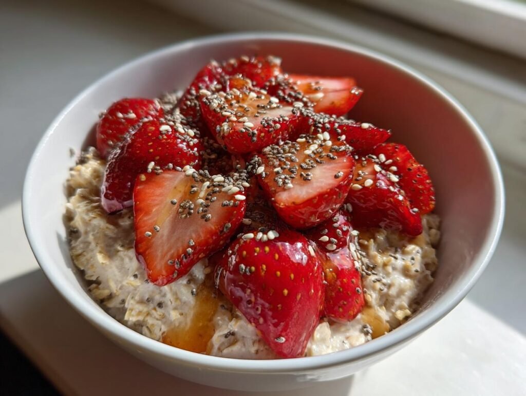 Healthy Strawberry Oat Morning Bowl