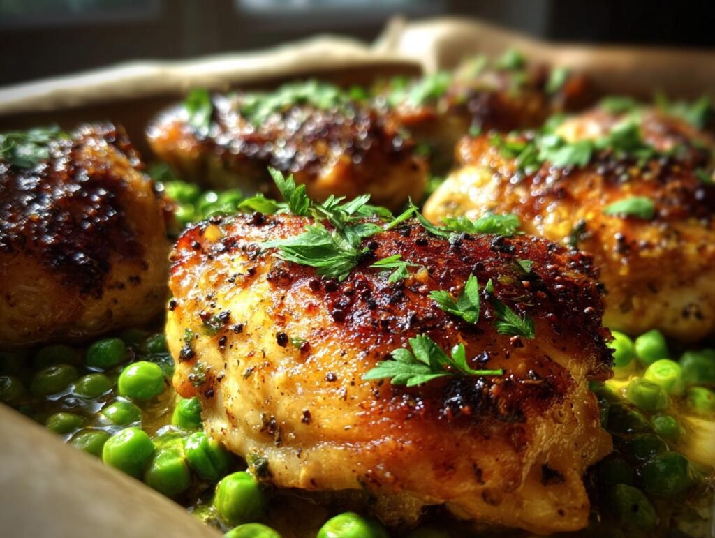 Lemon Garlic Chicken with Peas Easy Dinner