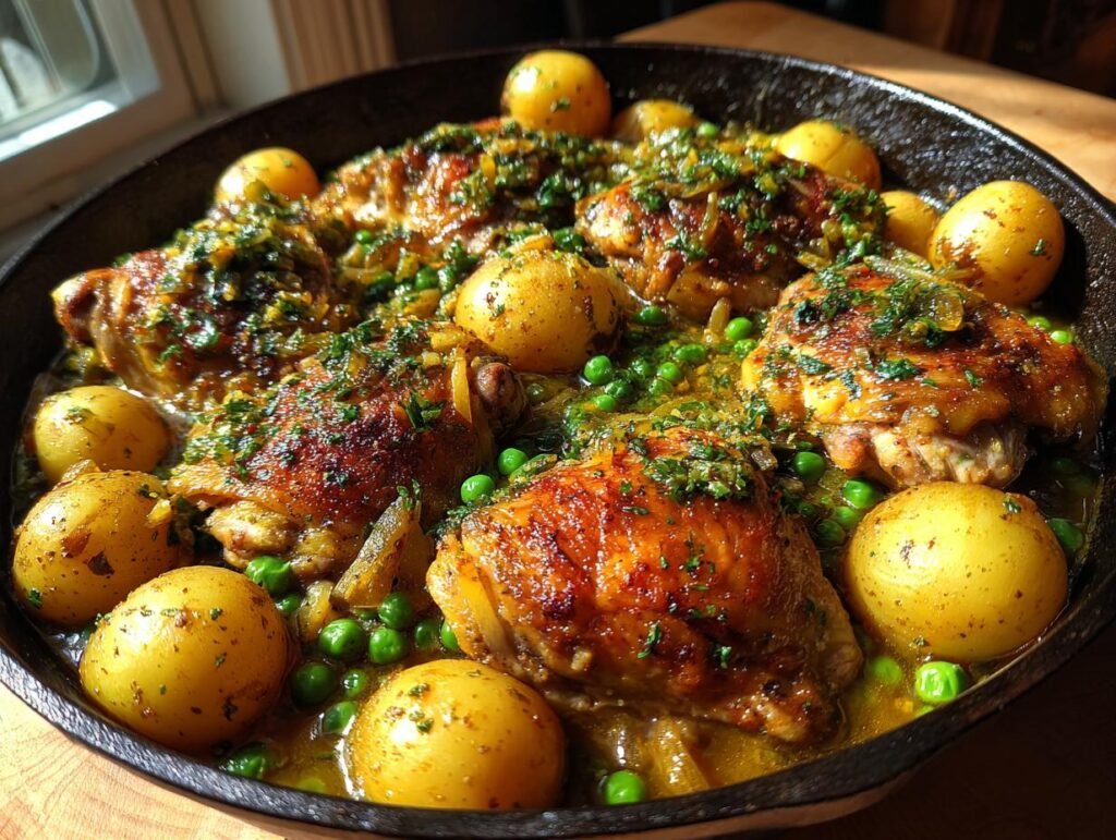 Lemon Garlic Chicken with Peas Easy Dinner