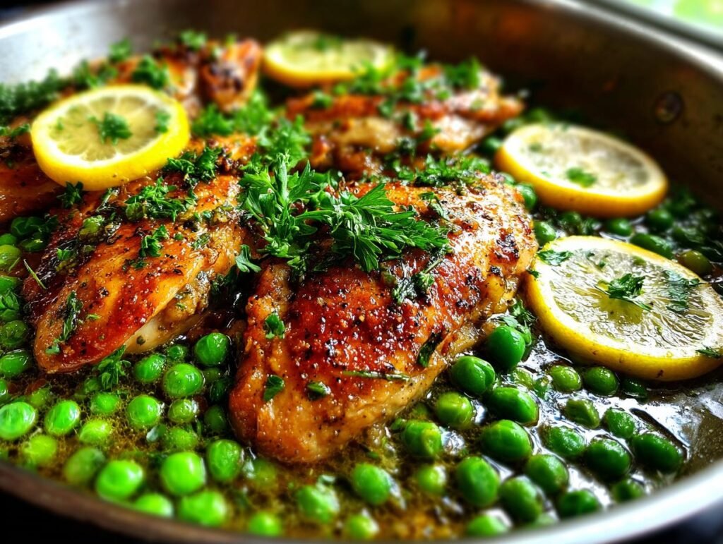 Lemon Garlic Chicken with Peas Easy Dinner