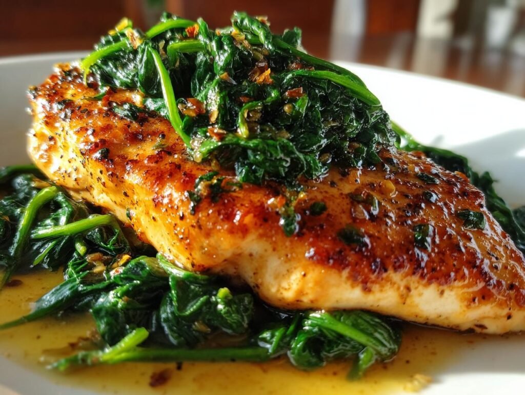 Lemon Garlic Chicken with Spinach Easy Dinner