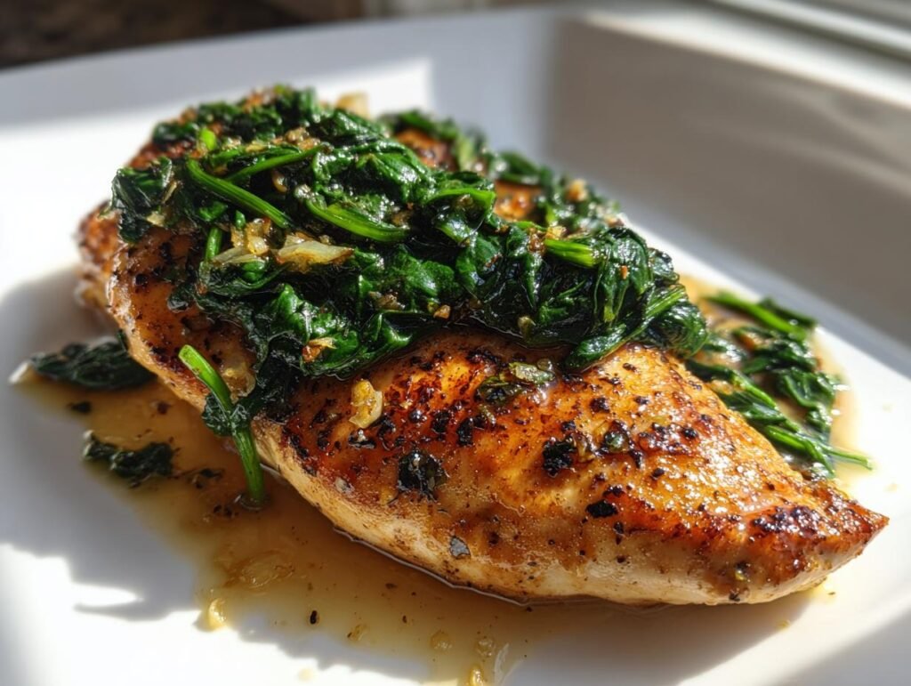 Lemon Garlic Chicken with Spinach Easy Dinner