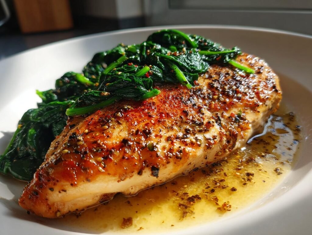 Lemon Garlic Chicken with Spinach Easy Dinner