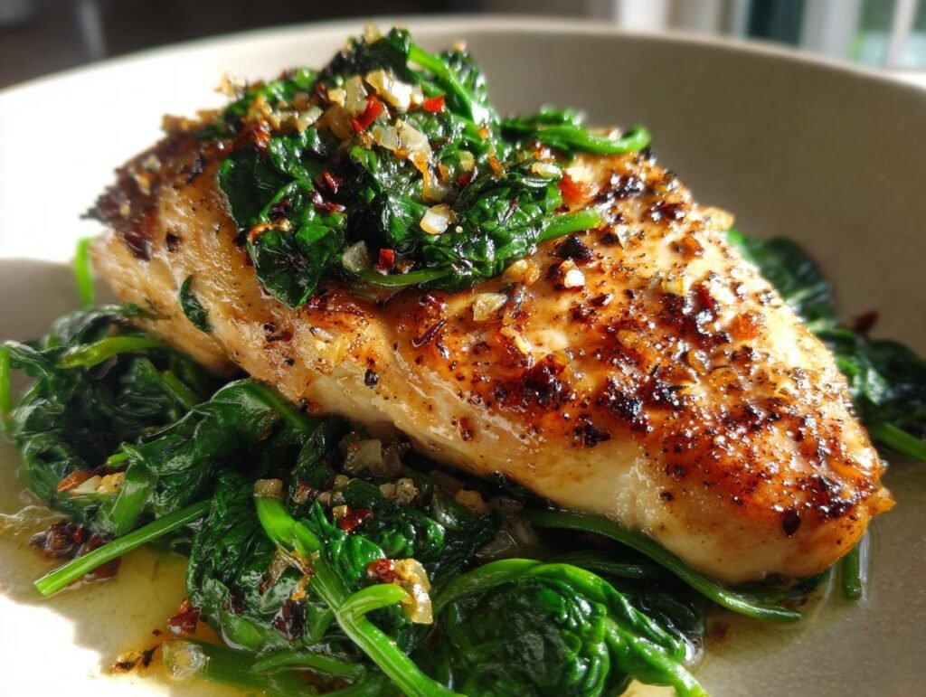 Lemon Garlic Chicken with Spinach Easy Dinner